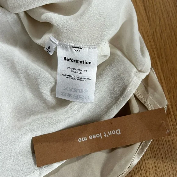 REFORMATION riviera silk mini dress bow back champagne romantic bride size 8 - Picture 10 of 14